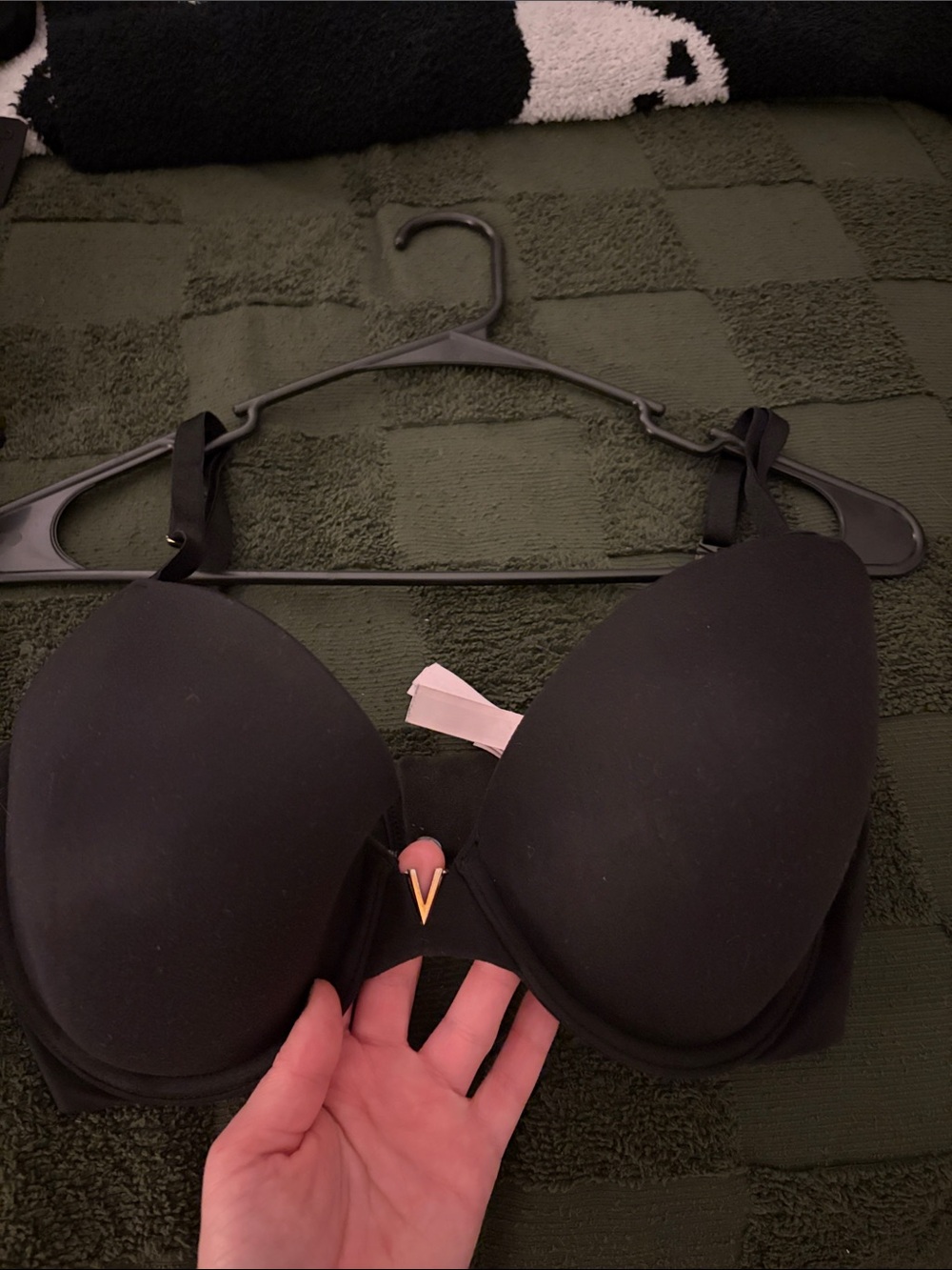 Victoria's Secret Black Push-Up Bra with Gold V Accent